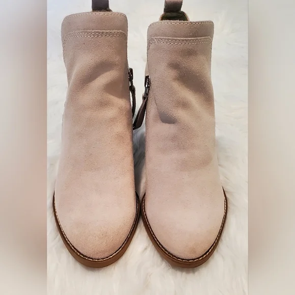 Sam Edelman Mathia Women's Tan Suede Ankle Boots With Stacked Heel Size 10 New - Picture 2 of 7